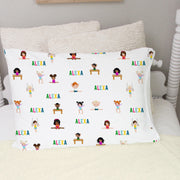 Personalized Gymnast Pillowcases - Soft Minky Fabric Kids Bedding With Cozy Satin Trim