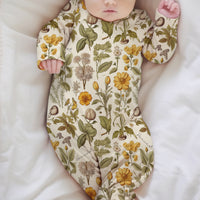 Personalized Baby Gown – Harvest Floral Autumn Baby Gown With Tie Bottom
