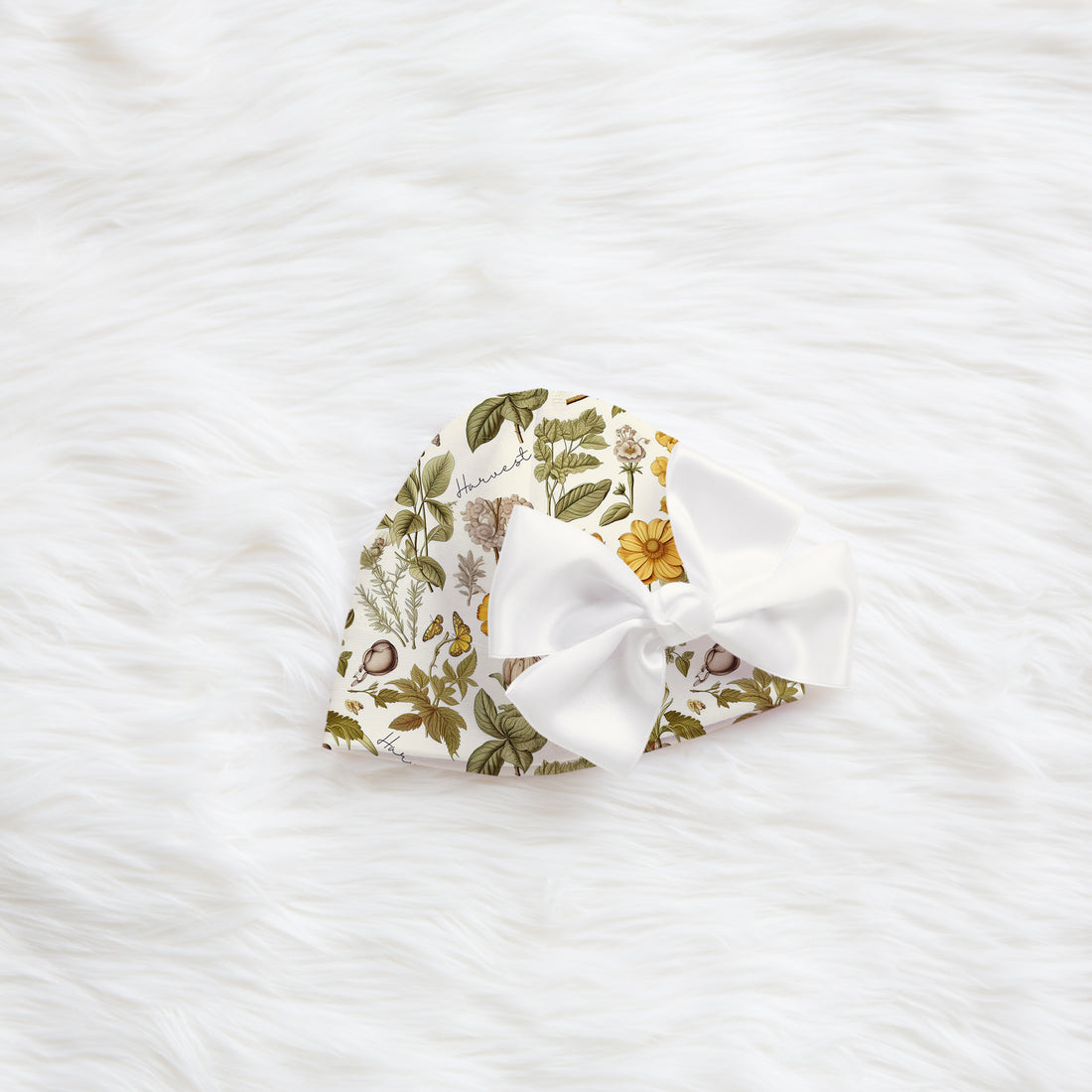 Personalized Baby Gown – Harvest Floral Autumn Baby Gown With Tie Bottom