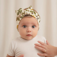 Harvest Floral Baby Headband with Satin Bow, Fall Gift