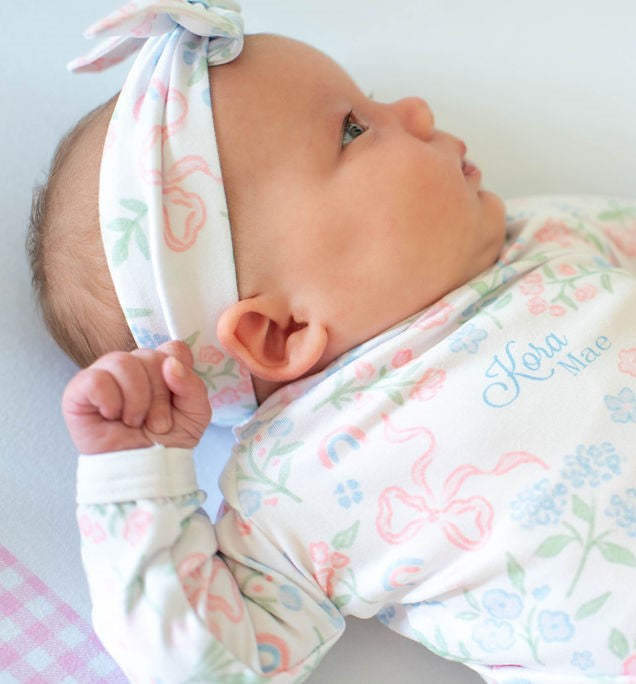 Pink Heirloom Bow Baby Girl Headwear Personalized