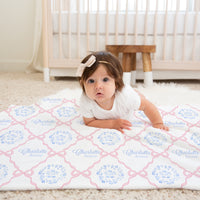 Pink Heirloom Bows Minky Personalized Baby Deluxe Blanket