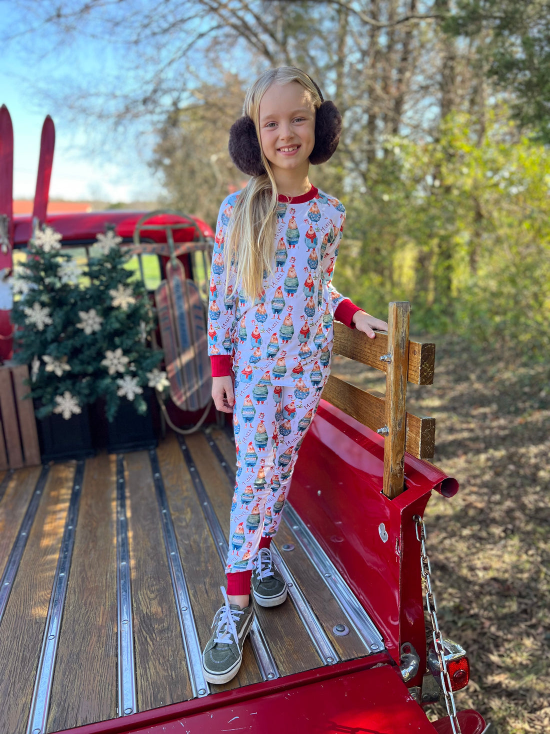 Festive Chickens Christmas Pajamas (3 Months to 14)