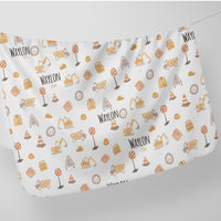 Little Diggers Baby Boy Swaddle Blanket Personalized