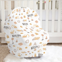 Baby Car Seat Cover – Little Diggers Print | Stretchy Infant Nursing & Travel Cover