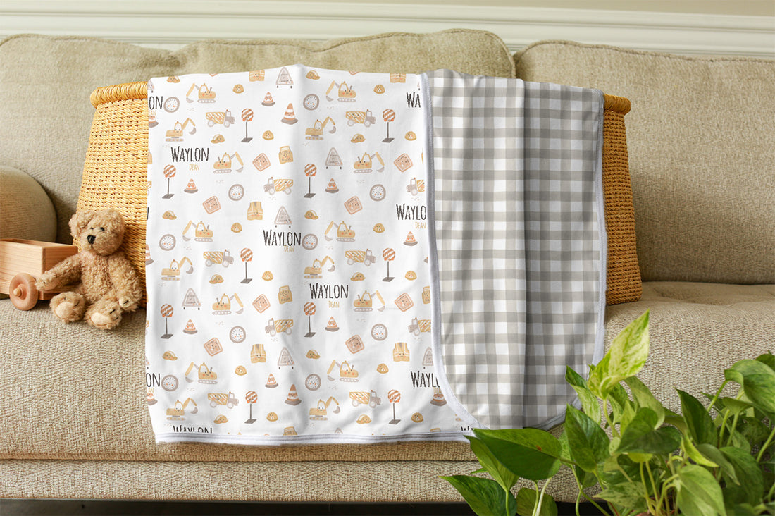 Little Diggers Baby Boy Swaddle Blanket Personalized