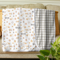 Personalized Baby Set – Little Diggers Take-Me-Home Outfit with Swaddle Blanket & Hat