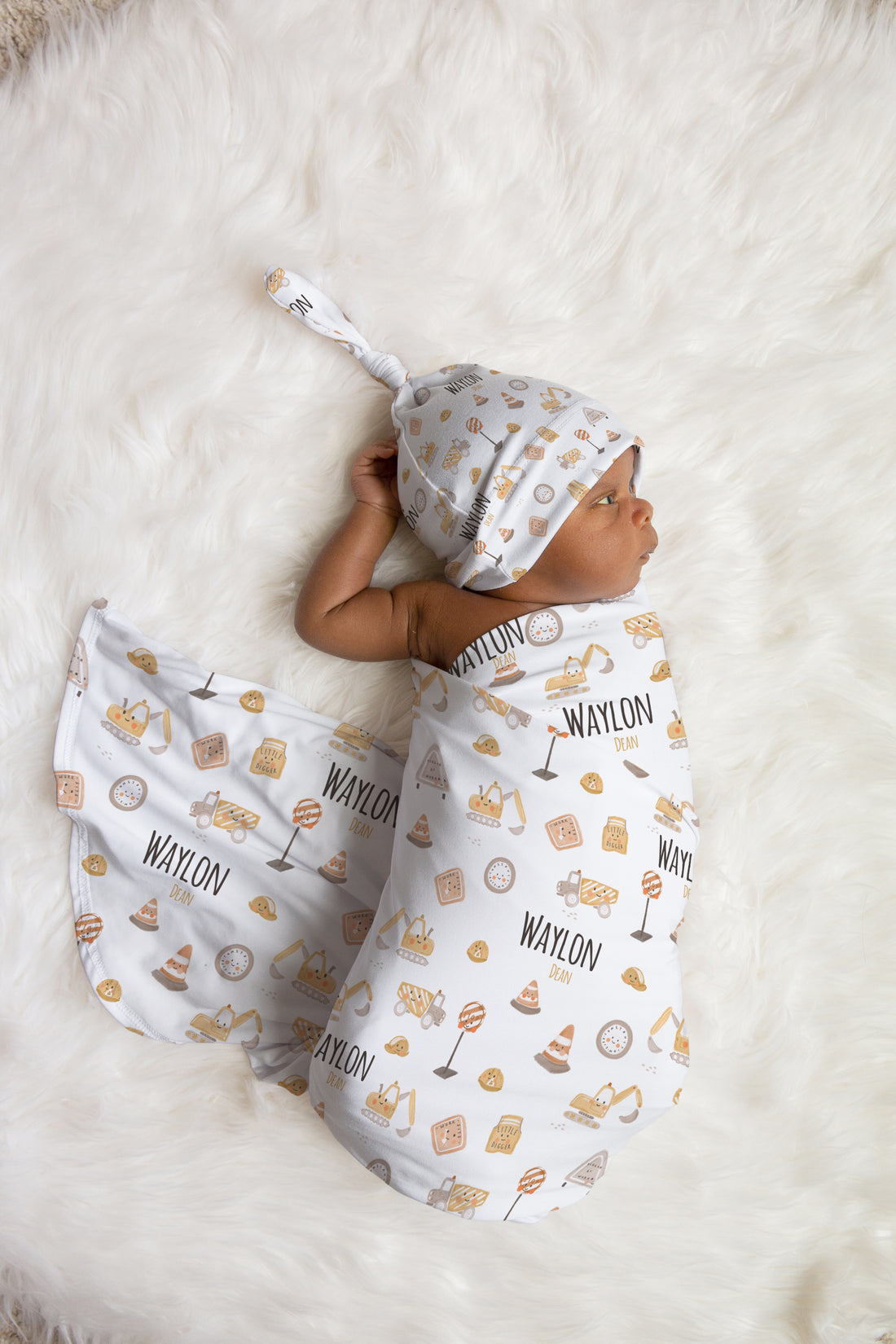 Little Diggers Baby Boy Swaddle Blanket Personalized