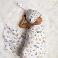 Little Diggers Baby Boy Swaddle Blanket Personalized