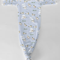 Personalized Baby Gown – Mallard Duck Outfit with Tie Bottom & Soft Knit Fabric