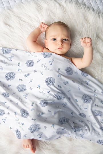 Mary's Blue Floral Stretchy Swaddle