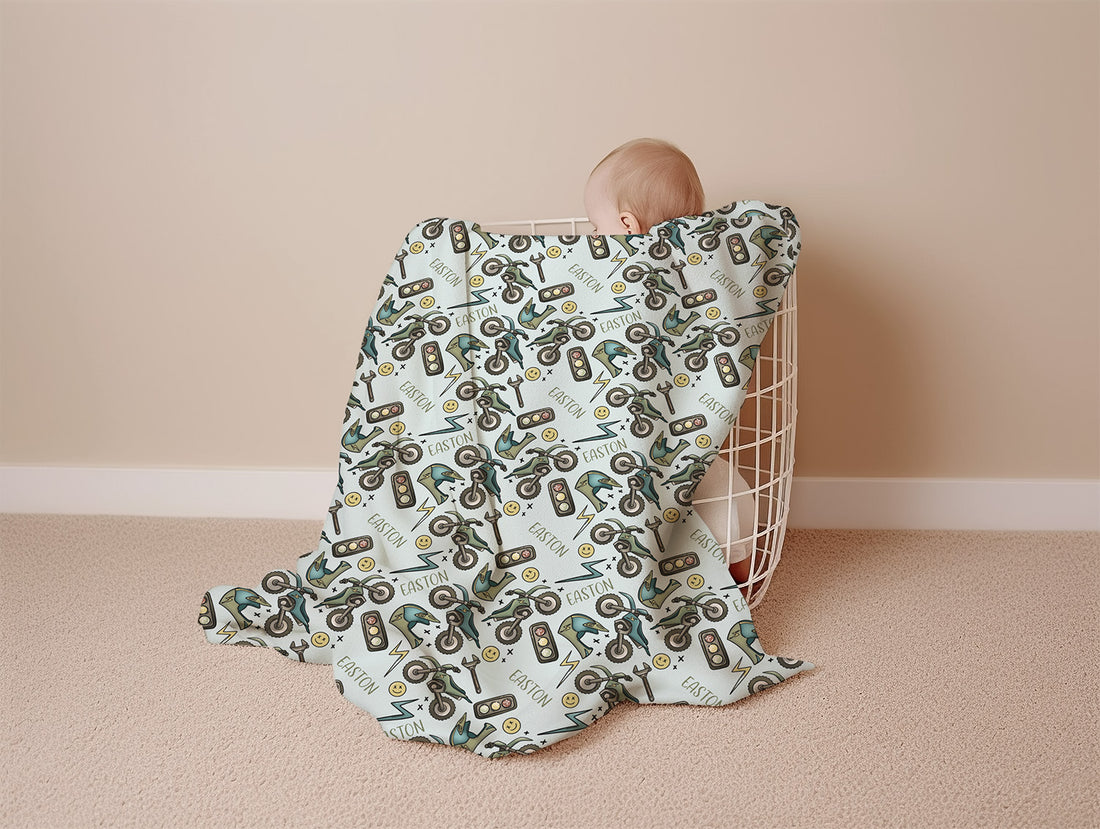 Dirt Bike Minky Deluxe Fur Throw