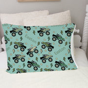 Personalized Monster Trucks Pillowcase – Soft Minky, Fun Gift for Boys
