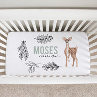 Custom Personalized Deer Theme Crib Sheet (Moses Deer)
