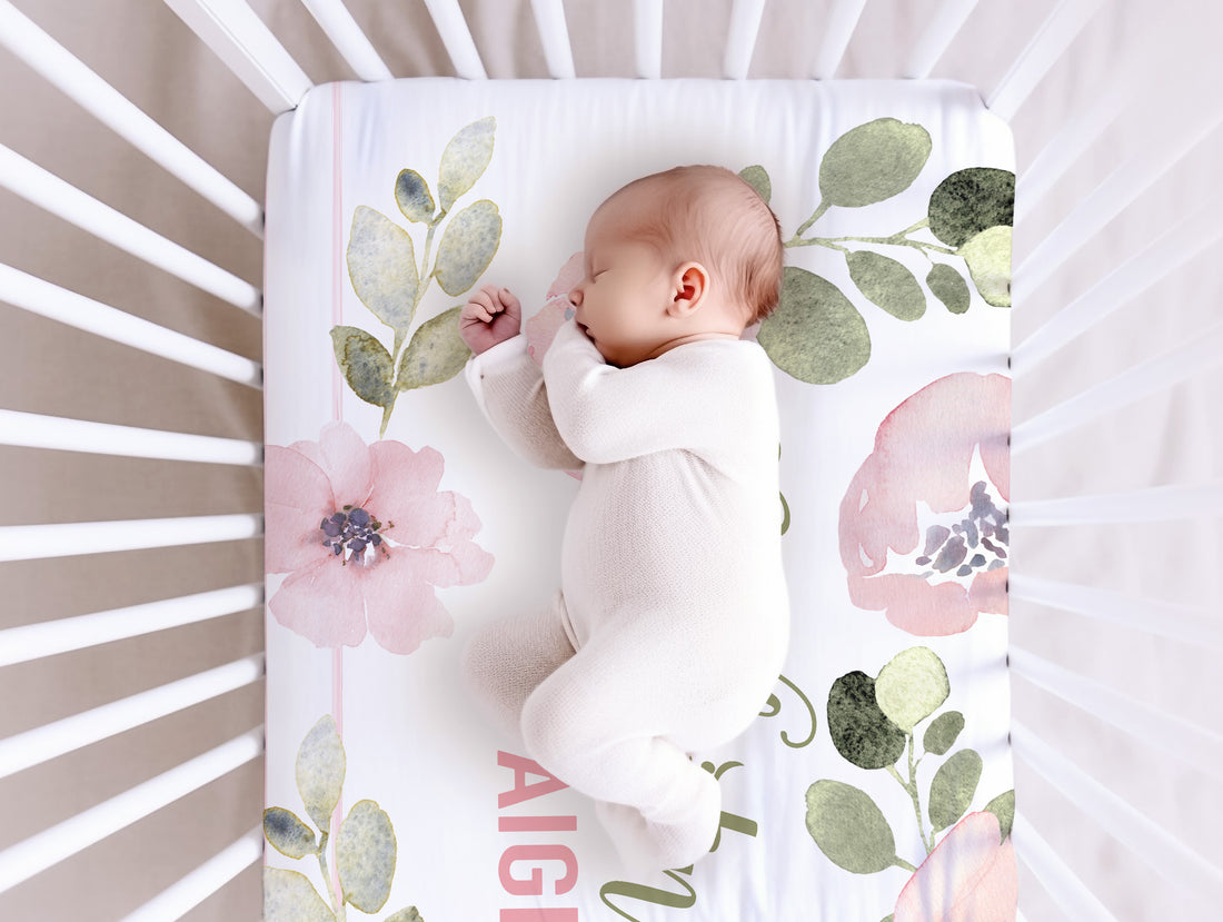 Abigail Floral Personalized Custom Crib Sheet