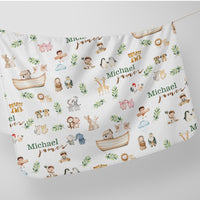 Personalized Baby Swaddle | Noah's Ark Baby Swaddle Blanket For Newborn