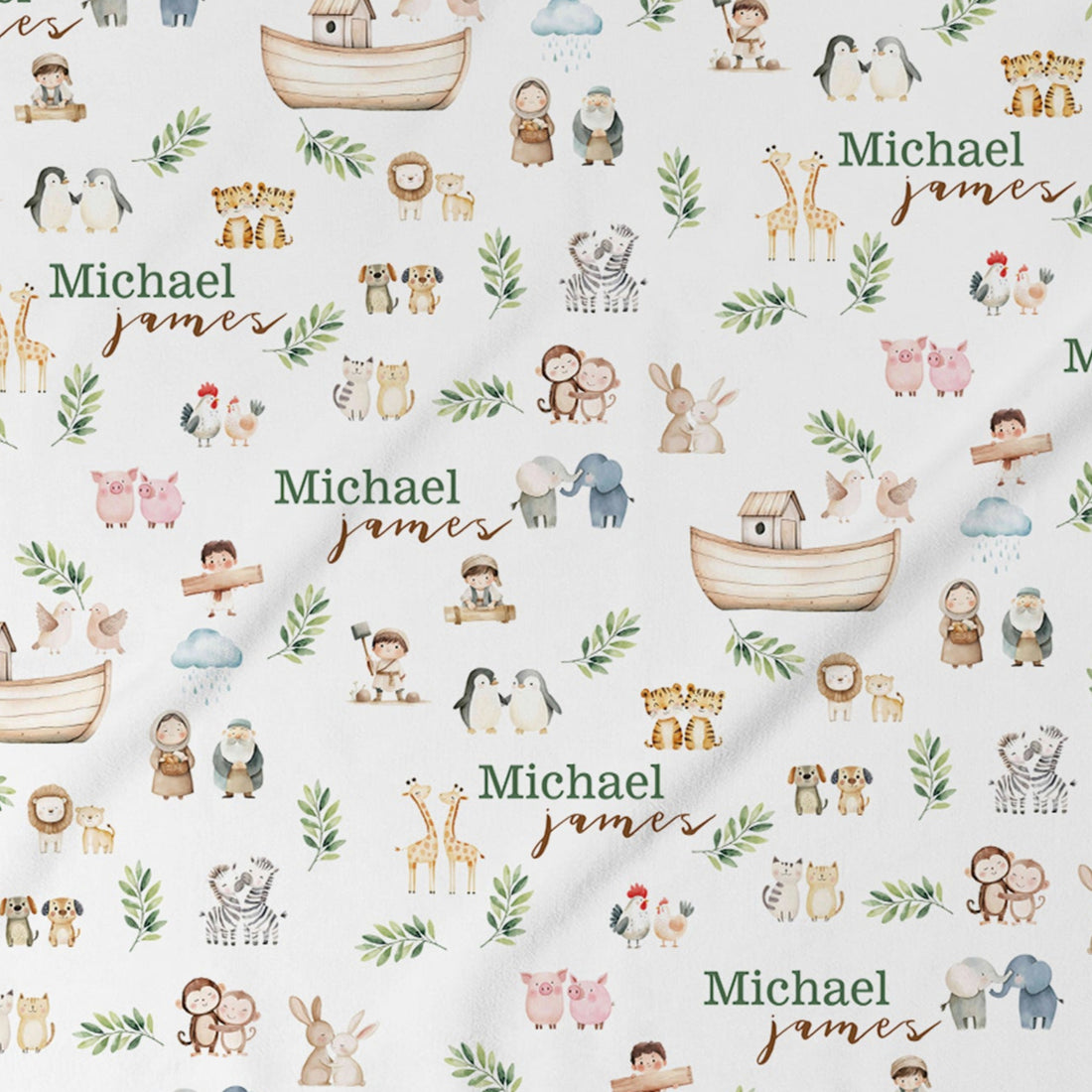Personalized Newborn Set – Noah's Ark Baby Gift Set With Soft Swaddle & Gown