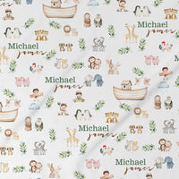 Personalized Newborn Set – Noah's Ark Baby Gift Set With Soft Swaddle & Gown