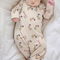 Patriotic Puppy Knotted Baby Gown