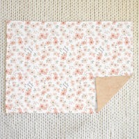 Personalized Baby Blanket - Peach Blossom Print Minky Fur Deluxe Gift