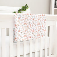 Personalized Baby Blanket – Peach Blossom Floral Receiving Blanket with Satin Trim