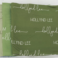 The fonts on our personalized camden olive swaddle blankets.