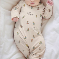 Classic Peter Rabbit Baby Gown | Soft Knit Fabric | Tie Bottom Closure