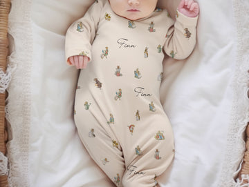 Classic Peter Rabbit Baby Gown | Soft Knit Fabric | Tie Bottom Closure