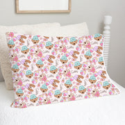Personalized Pillowcase Girls – Pink Puppies Soft Minky Pillowcase with Satin Trim