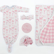 Pink Coquette Bows Baby Girl "Take-Me-Home" Set with Name