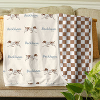 Personalized Baby Gift | Hunting Dog Baby Set with Custom Gown, Hat & Swaddle