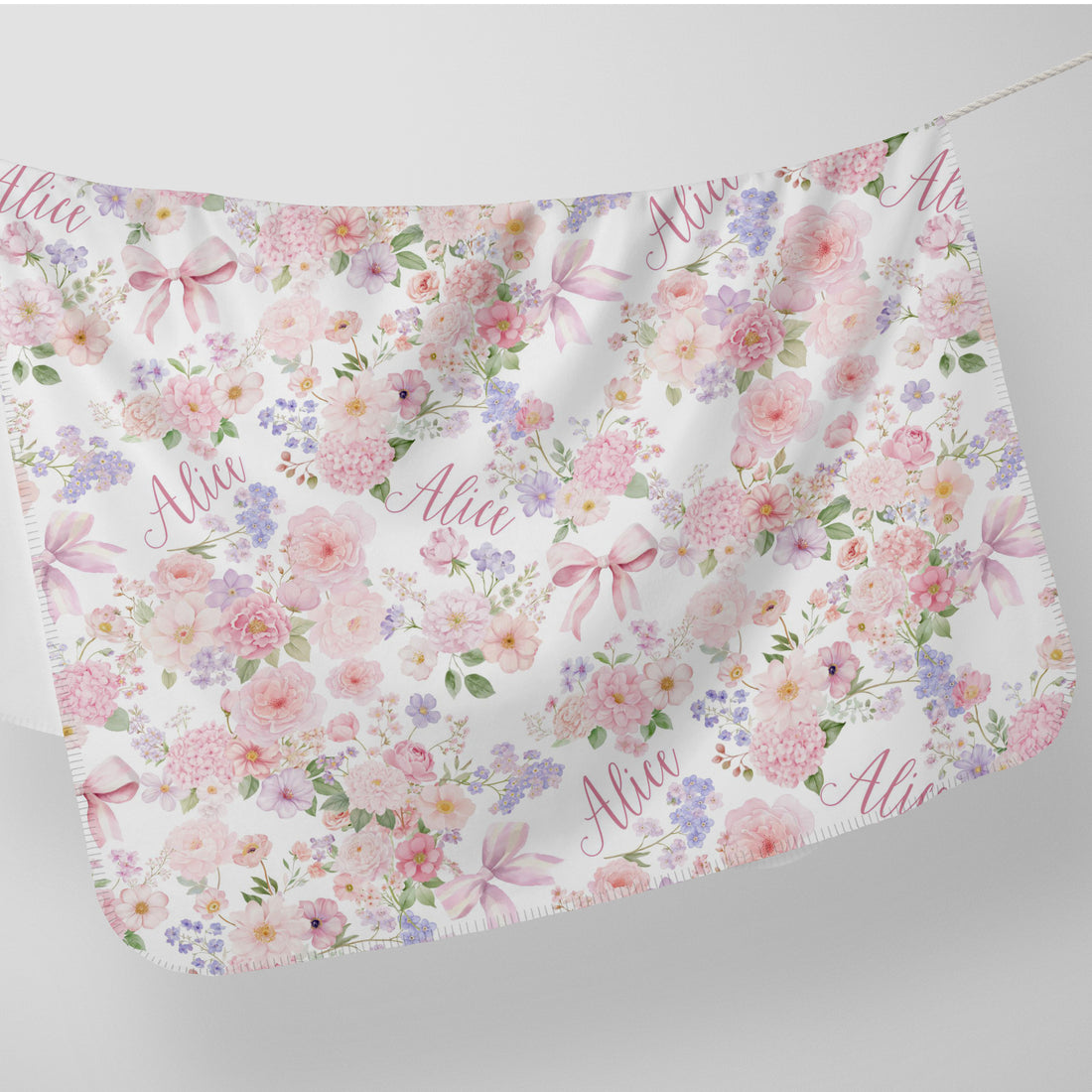 Pretty In Pink Baby Set – Personalized Baby Gift With Pink Floral Swaddle & Soft Cotton Gown