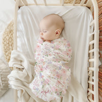 Pink Baby Swaddle – Personalized Floral Bow Print Soft Stretchy Knit Blanket