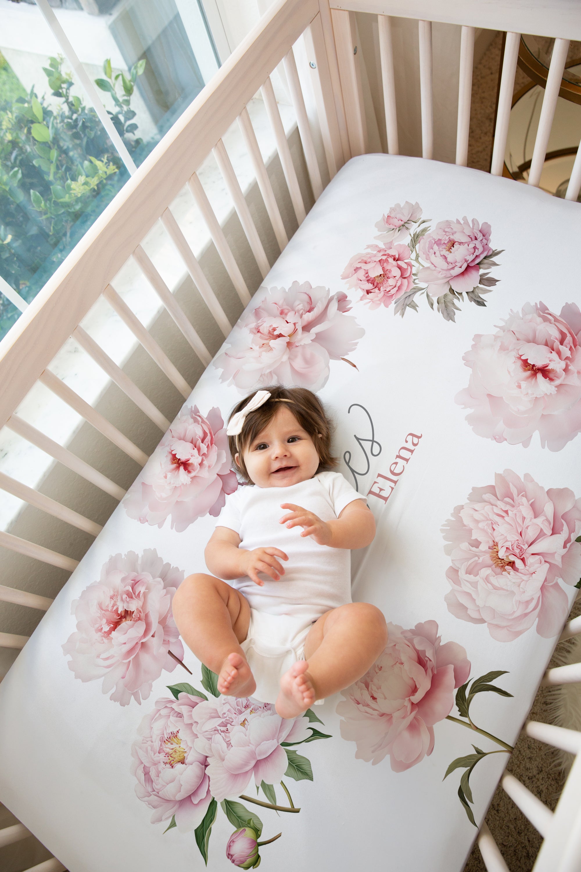 Crib Blanket Pink Floral Baby Bedding Pretty Peony Personalized
