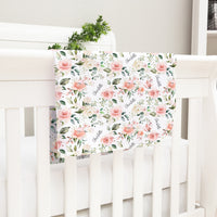 Personalized Baby Blanket – Vintage Pink Roses Floral Receiving Blanket with Satin Trim