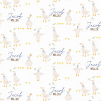 Personalized Crib Sheet - Silly Goose Vintage Nursery Bedding Set With Name