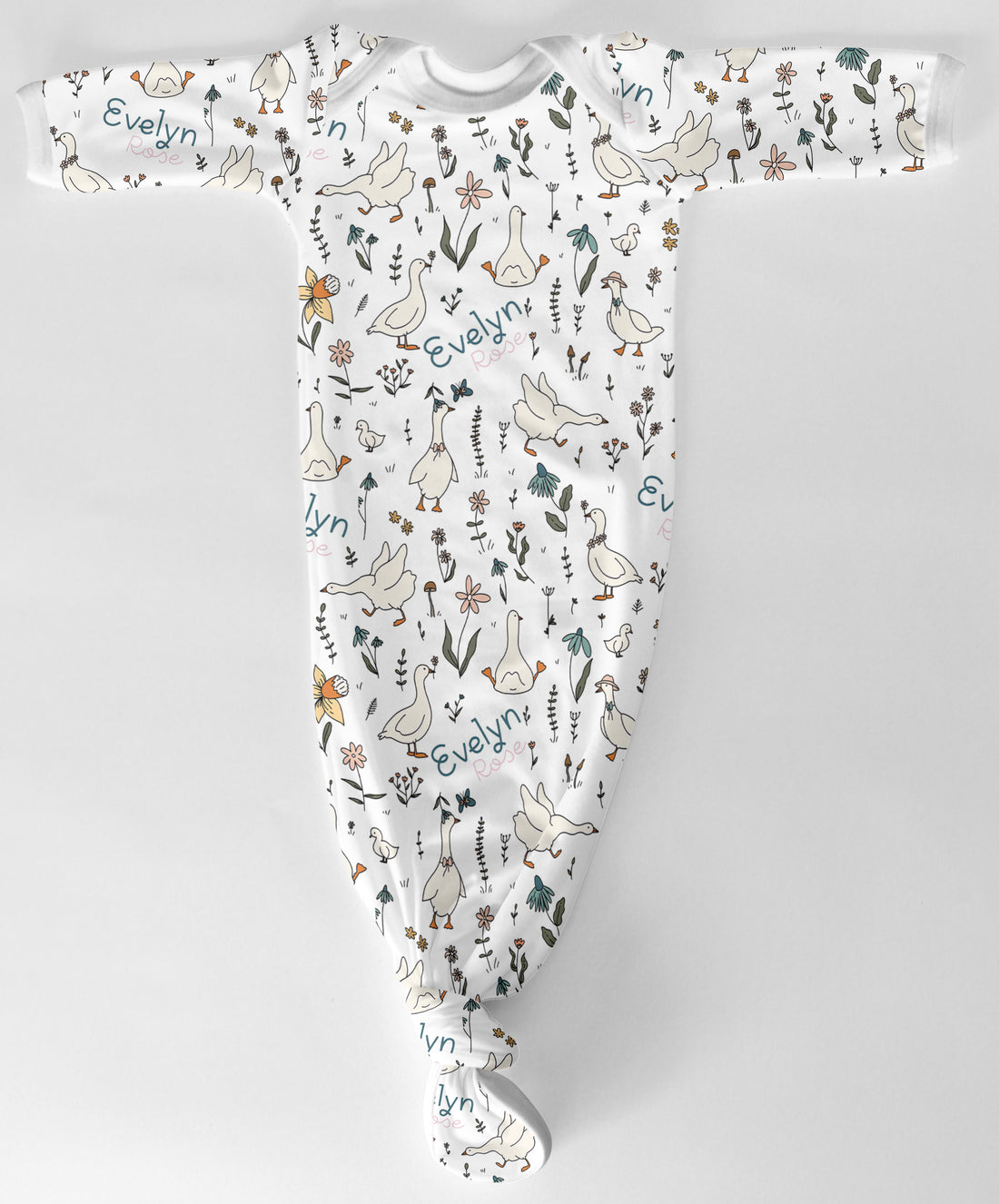 Personalized Baby Gown – Silly Goose Swaddle and Newborn Gift Set with Cozy Hat & Headband