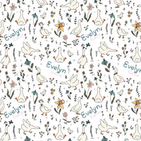 Personalized Bassinet Sheet – Soft Floral Baby Bedding With Playful Goose Pattern