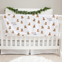 Minky Baby Blanket – Plush Teddy Bear Deluxe Personalized Navy Blue Throw