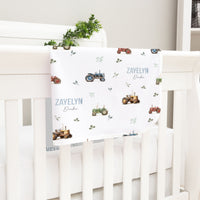 Tractor Days Personalized Keepsake Baby Blanket Farm Boy Nursery Heirloom Gift