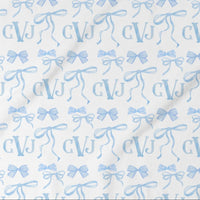 Monogram Baby Swaddle | Blue Bows Personalized Soft Newborn Blanket