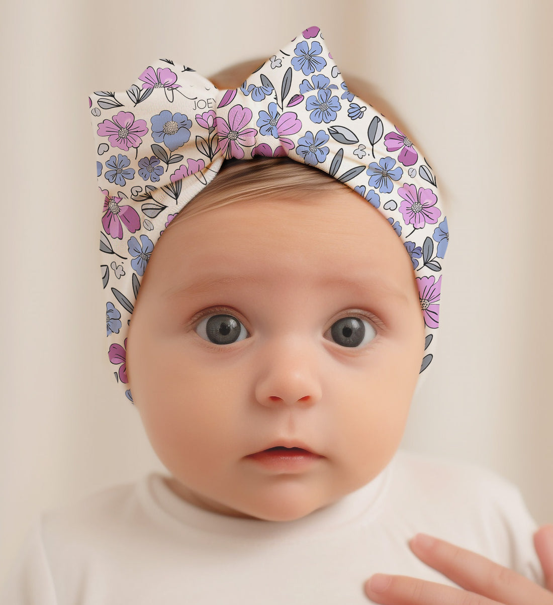 Personalized Baby Gown - Violet Fields Floral Purple Print Tied Bottom Outfit