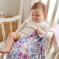 Personalized Baby Blanket – Violet Fields Purple and Pink Floral Minky Fur Blanket Deluxe