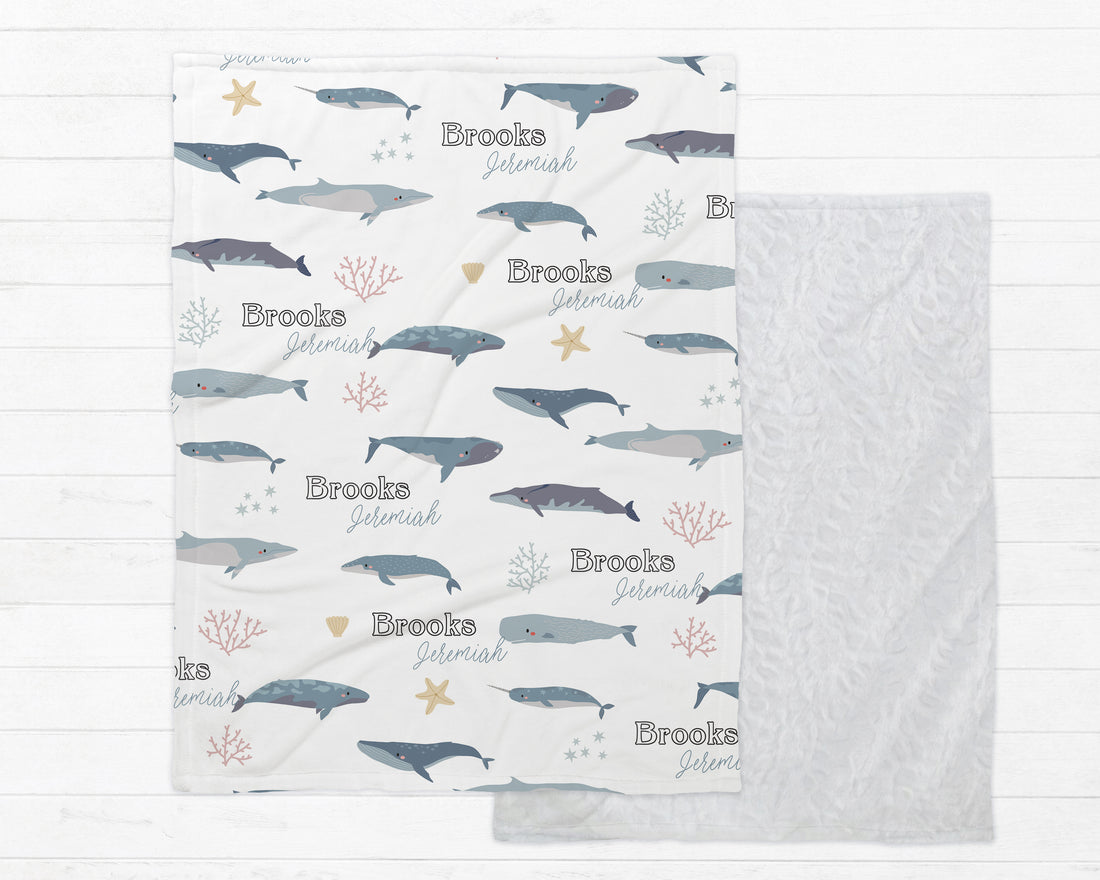 Whales Minky Deluxe Throw