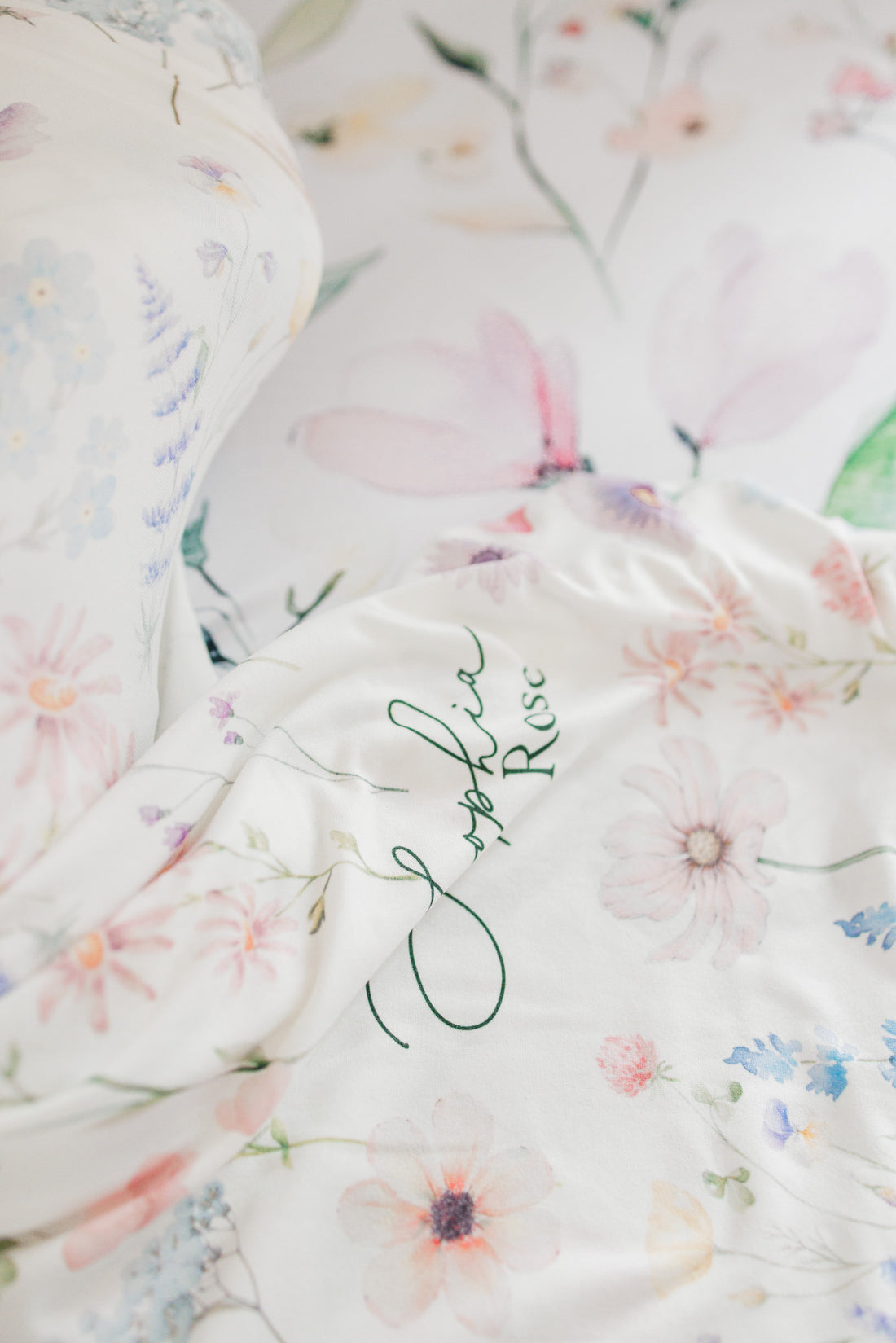 Wildflower Baby Set – Personalized Newborn Gift | Soft Baby Gown & Floral Swaddle Blanket