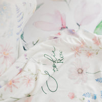 Wildflower Baby Set – Personalized Newborn Gift | Soft Baby Gown & Floral Swaddle Blanket