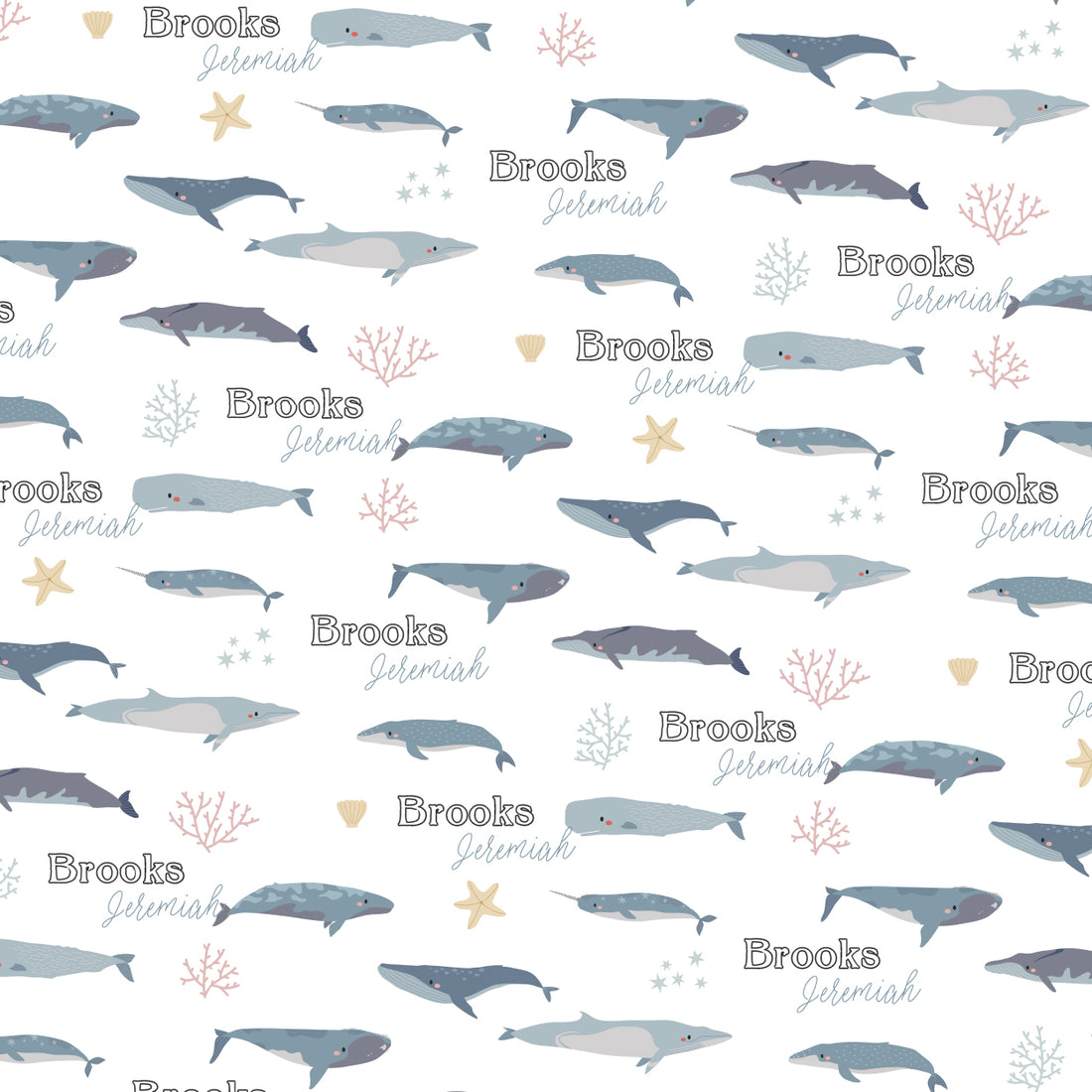 Whales Pajamas for Boys - Nautical Whale Print PJ's with Name