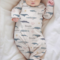 Whales Knotted Baby Gown