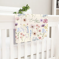 Personalized Baby Blanket – Pastel Floral Receiving Blanket With Satin Trim Edge