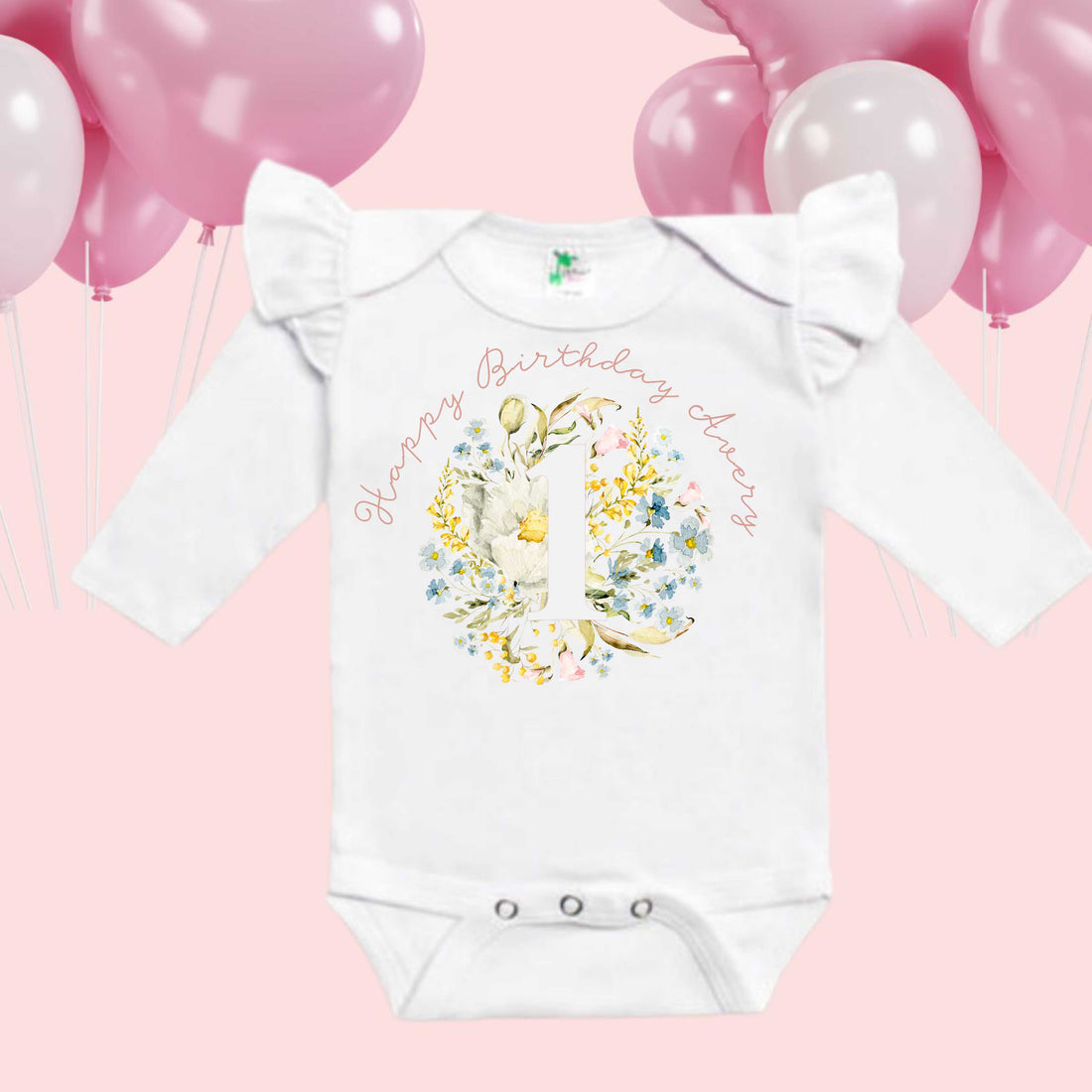 Wildflower First Birthday Onesie